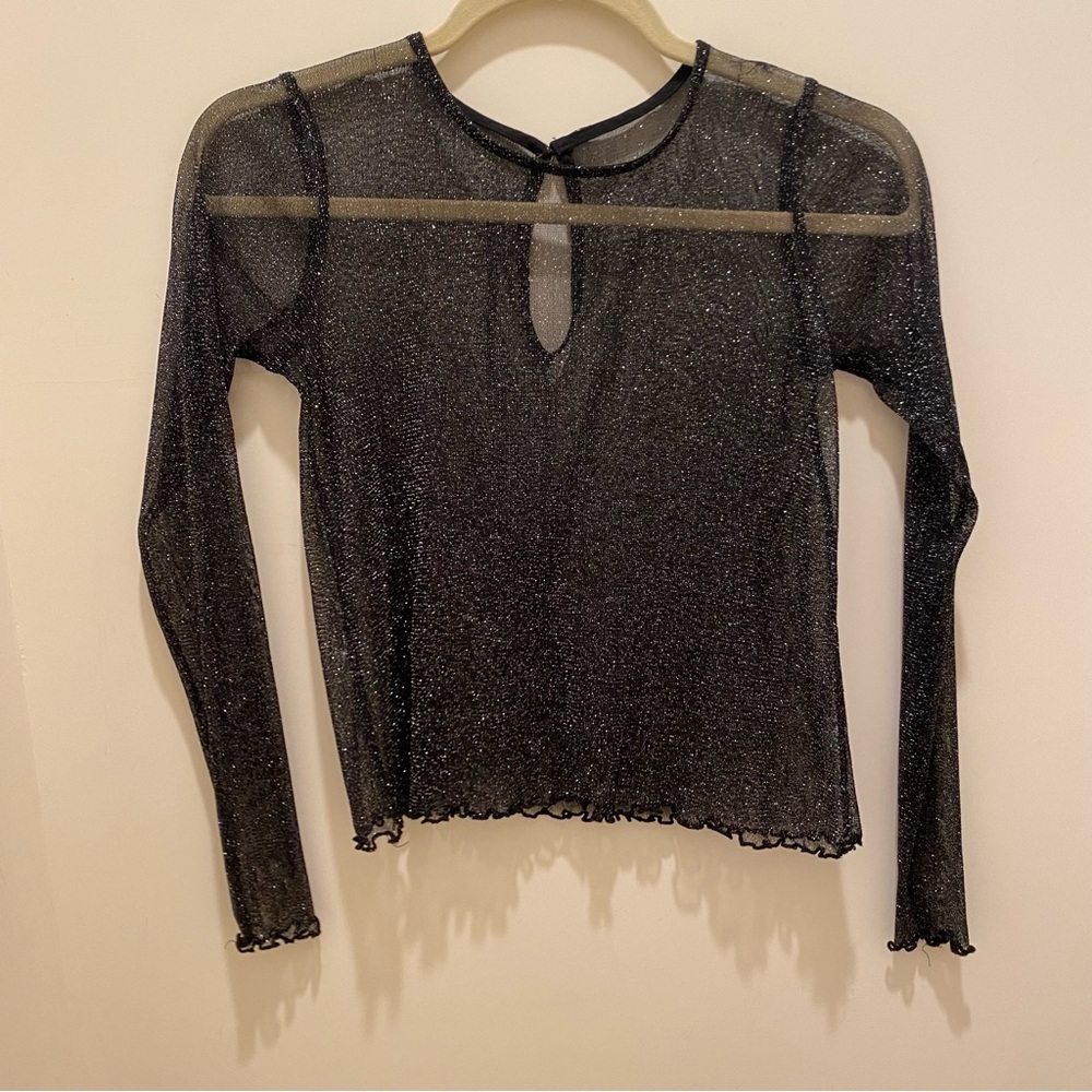Hollister sparkley mesh black long sleeve top